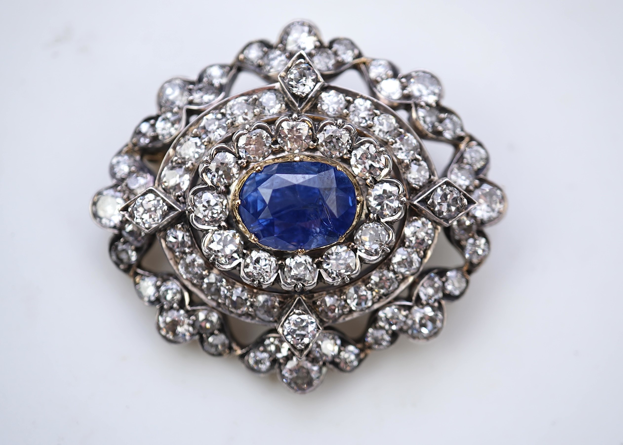 A Victorian sapphire and diamond brooch, late 19th century